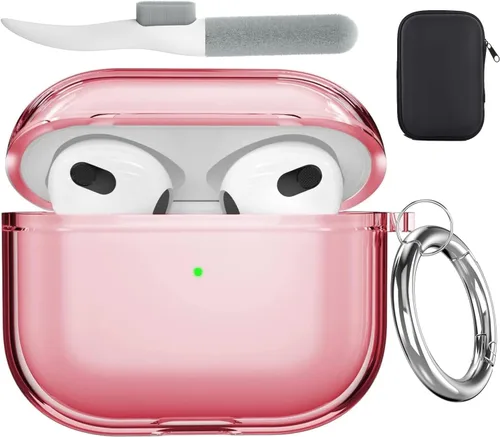 Miniatura 14 de Valkit - Funda transparente protectora para estuche de AirPods, con llavero, poliuretano termoplástico suave, a prueba de golpes, compatible