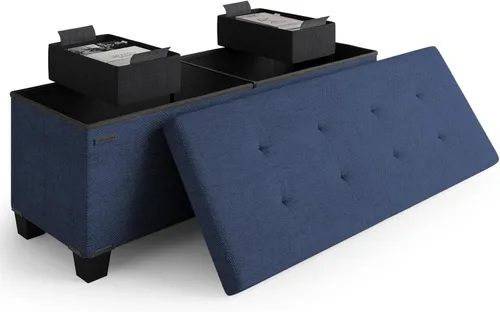 Miniatura 52 de Cubo otomano de almacenamiento con cubo pequeño, otomana cuadrada de 15 pulgadas con almacenamiento para sala de estar y dormitorio, reposapiés
