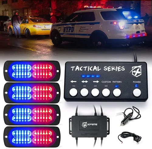 Miniatura 12 de Xprite - Kit de luces estroboscópicas LED ámbar de 24 piezas con panel de control, montaje en superficie, luz de advertencia de emergencia