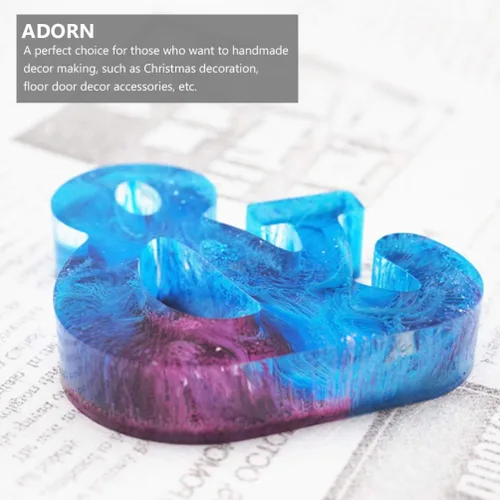 Miniatura 3 de HEALLILY Molde de silicona con alfabeto de 7.83 x 3.34 pulgadas, flexible, reutilizable, para decoración del hogar, manualidades, resina epoxi