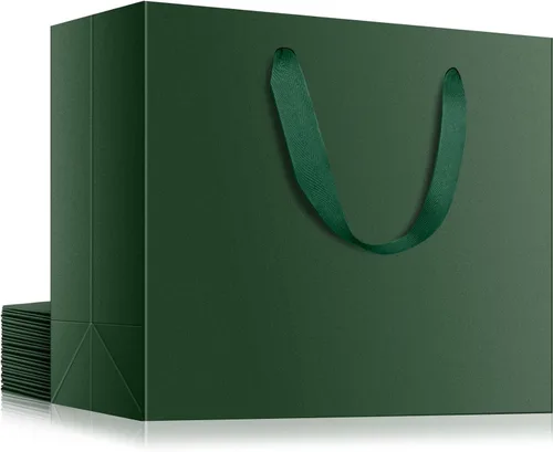 Miniatura 37 de EUSOAR Bolsas de regalo grandes negras, paquete de 12 bolsas de papel de compras de 16 x 6 x 12 pulgadas con asas, bolsa de mercancía de papel kraft