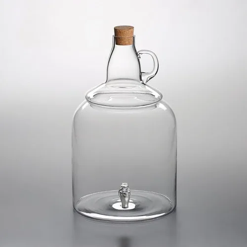Dispensador de bebidas de vidrio Growler de 4 galones con tapa de corcho
