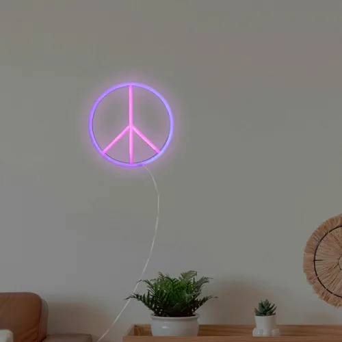 Miniatura 7 de Letrero de la paz con luz de neón de 8.85 pulgadas, alimentado por USB, decoración de pared LED de doble cara, azul y rosa, letrero de neón