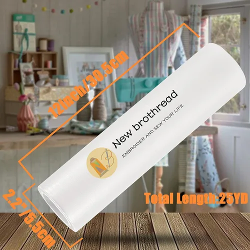 Miniatura 3 de New Brothread Peso Ligero Transparente Lavable - Película de Acabado de Bordado Soluble en Agua - Rollo de 12" x 25 yardas - Corta en Varios Tamaños