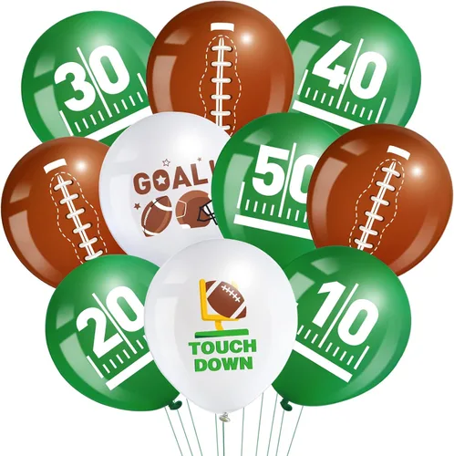 Censen 45 globos de fútbol de 12 pulgadas, globos deportivos de látex para fiestas de fútbol, globos de retocar blanco, verde, marrón, para juegos,