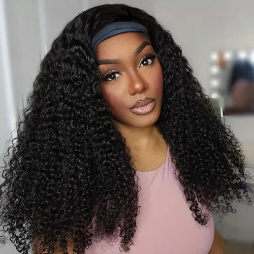 Miniatura 30 de Aiterina Peluca con Diadema de Cabello Humano Ombre con Mechas Rizado Peluca de Cabello Humano Pelugas con Diadema para Mujeres Negras Sin Encaje