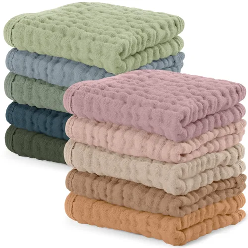 Miniatura 62 de Comfy Cubs - Juego de paños de muselina para eructos de 20 x 10 pulgadas, paquete de 10, tamaño grande, 6 capas, 100% algodón, absorbentes, seguros