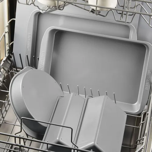 Miniatura 7 de Farberware Utensilios para hornear antiadherentes aislados de 14 x 16 pulgadas, bandeja para galletas jumbo, color gris claro
