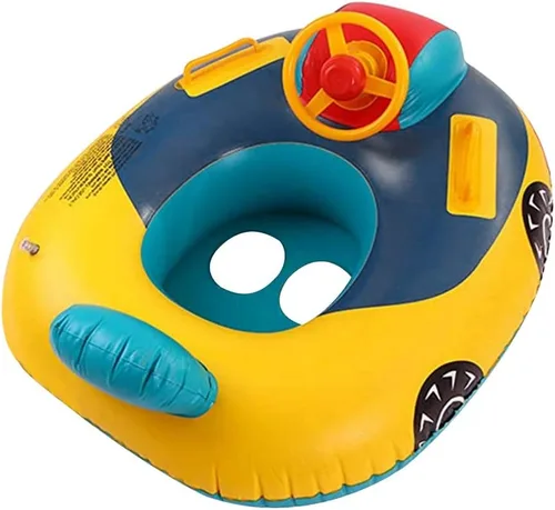 Miniatura 10 de Lindo flotador inflable de piscina para niños, flotador de verano de PVC, cama de aire, lago, barco, flotadores de natación con 2 asas, balsa