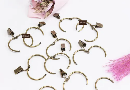 Miniatura 3 de Yrhrol 40 clips de cortina que se abren con anillos, latón antiguo de 1.26 pulgadas, clip decorativo de metal fuerte para cortina, anillos de clip
