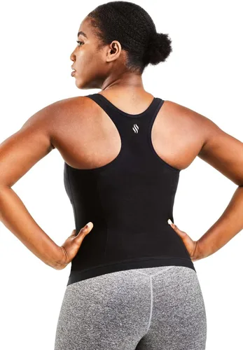 Miniatura 4 de Sweat Shaper Racer Tank: Camiseta de compresión con espalda cruzada para mujer, camiseta sin mangas adelgazante, camiseta de tirantes premium