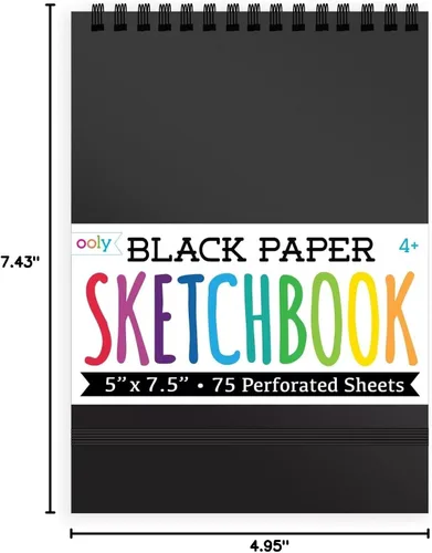 Miniatura 7 de OOLY Cuaderno de bocetos pequeño con cubierta de bricolaje, 5 x 7.5 pulgadas, cuaderno de dibujo de papel negro, libro de dibujo para niños