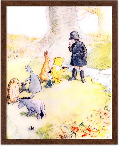 Miniatura 19 de Poster Master Póster de ilustración vintage, impresión de paisaje retro, regalo para bebé, niño, mapa de madera de 100 acres, oso, cerdo, animal