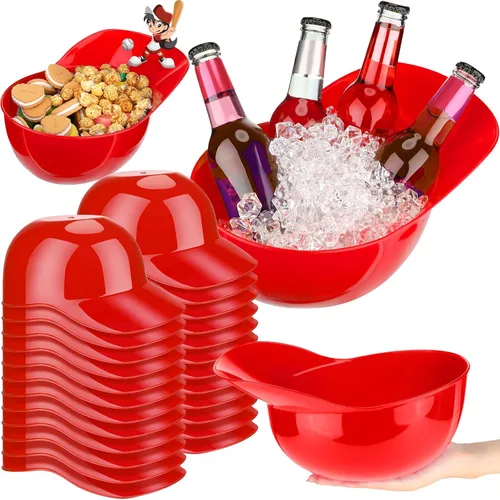 Miniatura 13 de Tanlade Casco de béisbol de plástico grande de 72 onzas, cuencos de béisbol, cuencos para aperitivos, helado, postre para trabajadores de Rojo