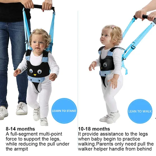 Miniatura 5 de Arnés para caminar para bebés y 2 pares de rodilleras ajustables de pie y caminar, ayudante de aprendizaje para niños pequeños de 7 a 24 meses, Azul