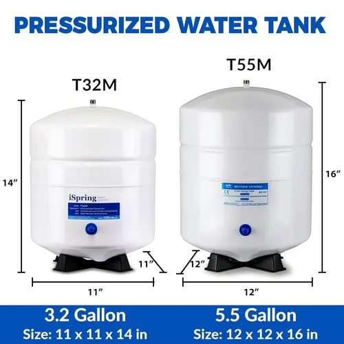 Miniatura 5 de iSpring T55M Tanque de almacenamiento de agua prepresurizado residencial de 5.5 galones para sistemas de ósmosis inversa (RO), color blanco Blanco