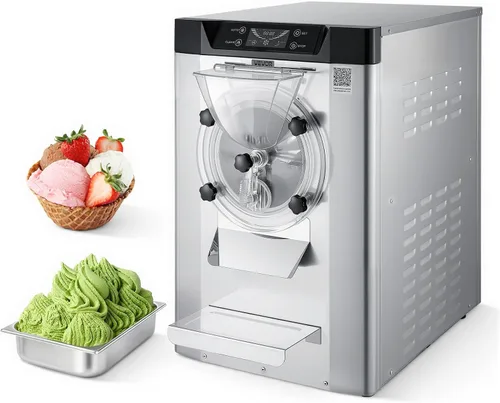 Miniatura 13 de VEVOR Máquina comercial de helado duro, 500 W, 1.32 galones/hora, heladera de gelato duro con cilindro de acero inoxidable 304 de 2.8 L, panel LED