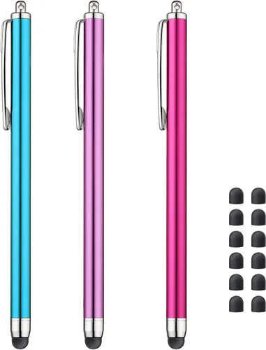 Lápices ópticos para pantallas táctiles iPad iPhone Kindle Fire (rosa/púrpura/azul aguamarina)