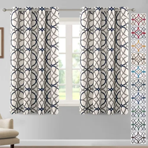 Miniatura 36 de H.VERSAILTEX Cortinas opacas con diseño impreso de 54 pulgadas de largo, juego de 2 paneles de cortinas con aislamiento térmico para dormitorio