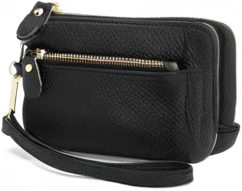 Miniatura 7 de ZOOEASS Monedero de cuero para mujer,Gran apertura para fácil acceso,Con correa de muñeca, Negro -, Monederos