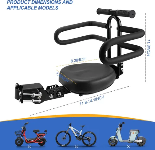 Miniatura 3 de Asiento de bicicleta para niños delantero, plegable montado en la parte delantera para bicicletas de ciudad, bicicletas híbridas de crucero, pedal