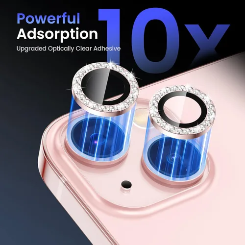Miniatura 6 de Tensea Protector de Lente de Cámara para iPhone 13 mini/iPhone 13, Cubierta de Cámara de Vidrio Templado 9H Protector de Pantalla Anillo Individual