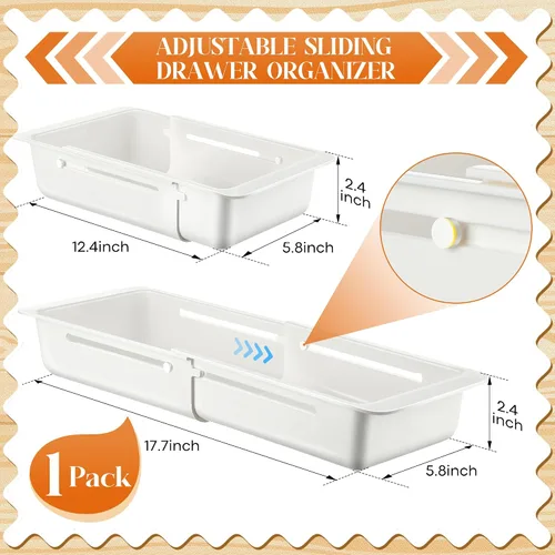 Miniatura 2 de Paquete de 1 Organizadores de Cajones Profundos, Organizador de Cajón Deslizante Expandible y Ajustable para Utensilios de Cocina, Toallas