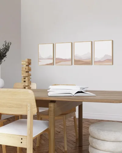 Miniatura 5 de HAUS AND HUES Arte de pared de montaña – Juego de 4 decoración de paisaje moderno de mediados de siglo, naturaleza y arte moderno Marco beige de 8