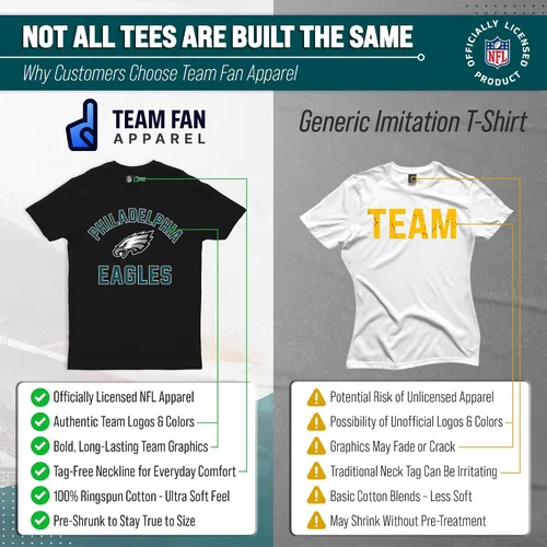 Miniatura 2 de Team Fan Apparel NFL - Camiseta Gameday para adultos, mezcla de algodón, sin etiquetas, semiajustada, da rienda suelta a tu espíritu de equipo Negro