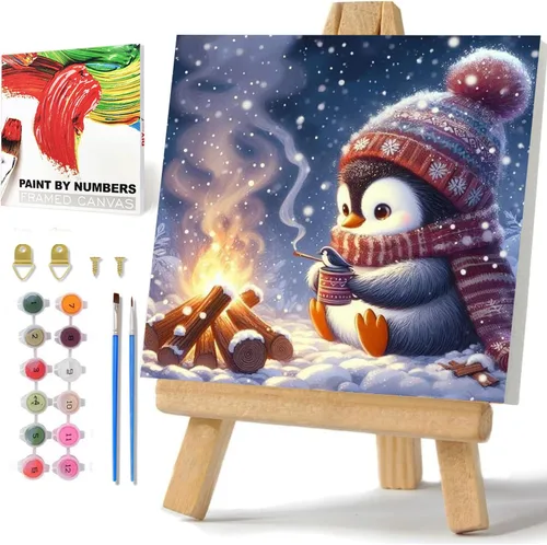 Miniatura 10 de hkejoi Kit de pintura de fútbol por números para niños, pintura de fútbol por números para niños, enmarcado y caballete, pintura por números