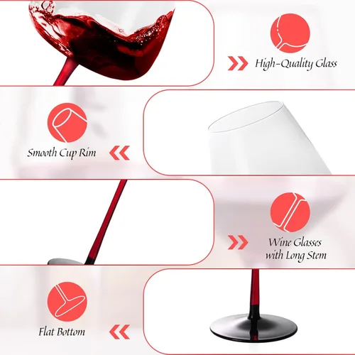 Miniatura 2 de KAMMAK Juego de 2 copas de vino de 11.49 onzas, de cristal soplado a mano, borde fino y tallo largo, perfectas para rojo y blanco, uso diario