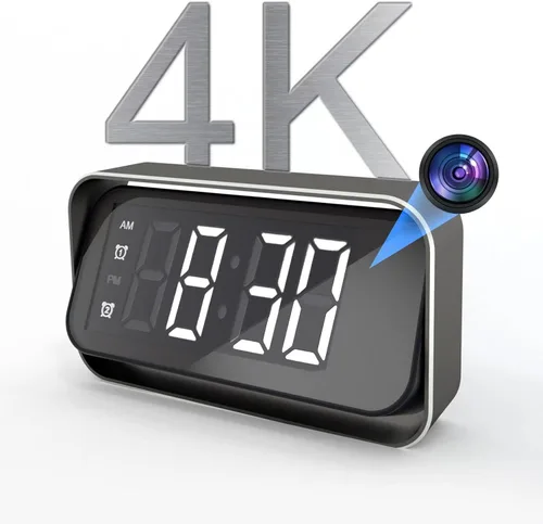 Cámara de Seguridad Mini, 4K Real Full HD, Cámara de Niñera con Dos Conjuntos de Configuración de Reloj de Alarma para Seguridad del Hogar, Visión