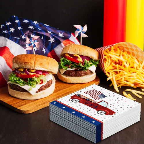 Miniatura 4 de DYLIVeS Servilletas patrióticas para fiestas del 4 de julio, servilletas desechables con bandera estadounidense, Día de los Caídos, servilletas