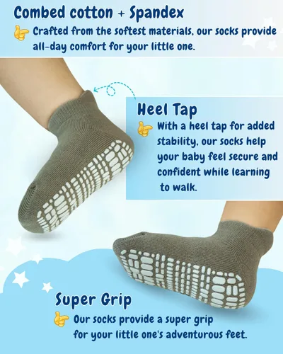 Miniatura 3 de RATIVE Calcetines antideslizantes con puños para bebés, niños y niñas