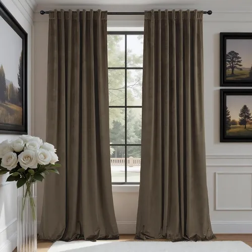 Miniatura 21 de Cortinas de terciopelo opacas para oscurecer la habitación de 63 pulgadas de largo para sala de estar, comedor, 2 paneles, privacidad pesada