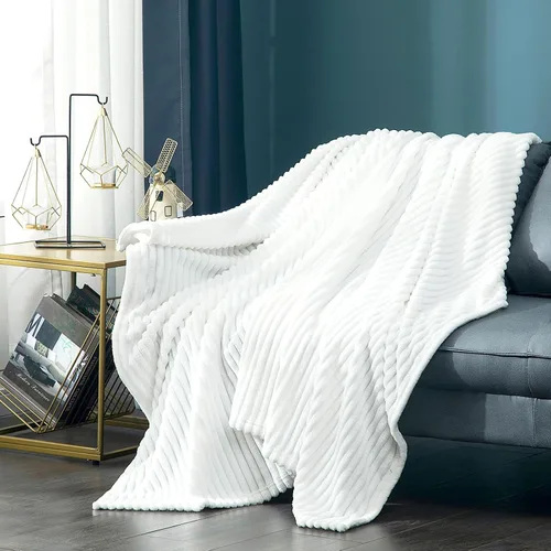 Miniatura 48 de Vessia - Manta de forro polar de franela (50x70 pulgadas), manta 3D de jacquard negra, esponjosa y cálida para sofá, sillón, cama, silla, 300GSM