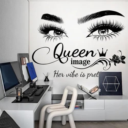 Miniatura 2 de Arawat Calcomanías de pared de pestañas para dormitorio, citas de ojos de reina, murales para decoración de sala de estar, calcomanías de decoración