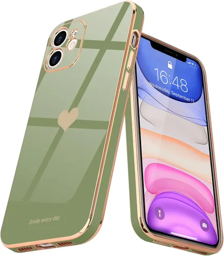 Miniatura 13 de Teageo Funda compatible con iPhone 11 para mujeres y niñas, lindo diseño de corazón de amor, lujoso brillante plateado, cubierta trasera suave, Azul
