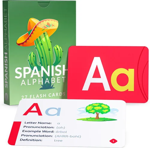 Briston Tarjetas flash del alfabeto español con audio – 28 tarjetas duraderas de 350 GSM para niños y adultos – Aprende letras y pronunciación en