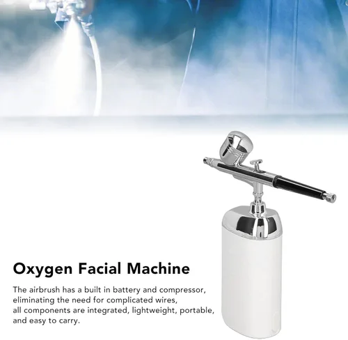 Miniatura 6 de Aerógrafo portátil facial de oxígeno, rociador de niebla facial, dispositivo de niebla facial, mini kit de aerógrafo facial para decoración de Blanco