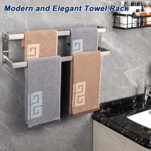 Miniatura 5 de NearMoon Toallero de baño, soporte para toallero, estante cuadrado, toalla colgante para baño, toallero grueso de acero inoxidable SUS304 montado
