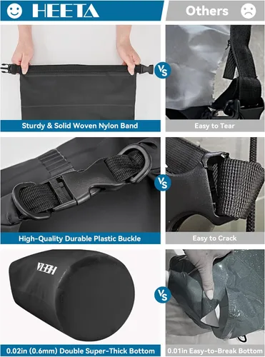 Miniatura 6 de HEETA - Bolsa seca impermeable para mujeres y hombres (versión actualizada) 5 L/10 L/20 L/30 L/40 L, bolsa de almacenamiento seca ligera con parte