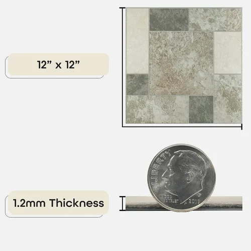 Miniatura 3 de Achim Home Furnishings FTVGM32720 Nexus Azulejos de vinilo de 12 pulgadas, bloques de mármol, paquete de 20, mosaico beige antiguo, 30.5 cm x 30.5