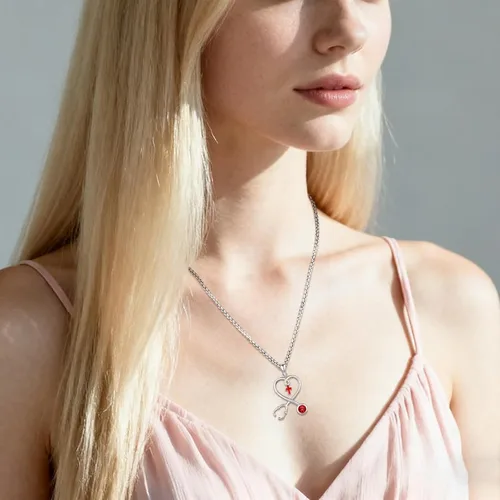 Miniatura 53 de Collar de alas de ángel de plata de ley 925, ángel de la guarda, enfermera RN caduceo, dije de ángel de cristal, joyería de regalo para mujer