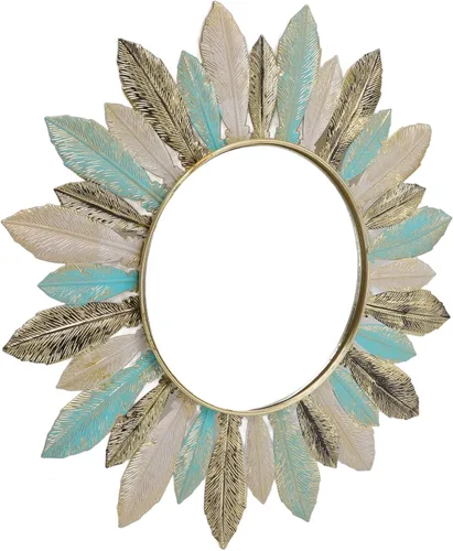 CHICIRIS Espejo de pared de metal minimalista moderno con forma de explosión solar de 16.1 pulgadas, espejo cosmético decorativo redondo para
