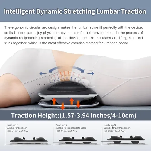 Miniatura 5 de ALPHAY Dispositivo de tracción lumbar multifuncional con estiramiento lumbar dinámico y masaje de amasamiento, terapia física de calor y vibración
