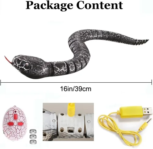 Miniatura 4 de Juguete de serpiente a control remoto, juguete realista de serpiente a control remoto, robot recargable por USB, modelo de serpiente de cascabel