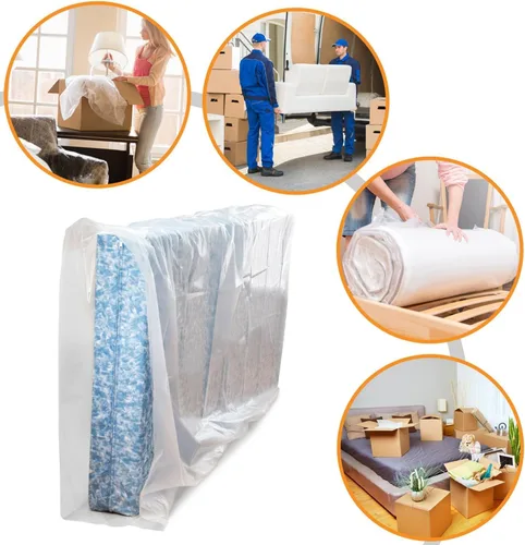 Miniatura 5 de Bolsas de plástico de 1.5 mil de grosor para almacenamiento de colchón en movimiento, tamaño individual o matrimonial, 1 paquete, protector