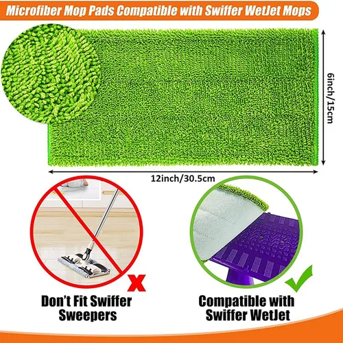 Miniatura 6 de 6 almohadillas de microfibra reutilizables para trapeador Swiffer WetJet