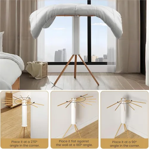 Miniatura 7 de Estante de secado de ropa con trípode, estante portátil y plegable para ahorrar espacio, estante de secado de ropa, ropa plegable, balcón